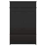 Hall tree with roof rack and storage platform, corridor shoe cabinet with sliding door, clothes hanger with 5 hooks black - V.I.P Digital Presence