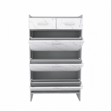High Glossy Marble Color Doors Shoe Rack 3 Doors Shoe Cabinet With 2 Drawers - V.I.P Digital Presence