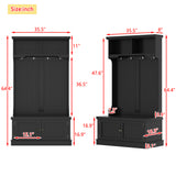 Hall Tree with Storage Shoe Bench for Entryway and Hallway, 4-in-1 Design Coat Racks with 4 Hooks for Living Room, Black - V.I.P Digital Presence