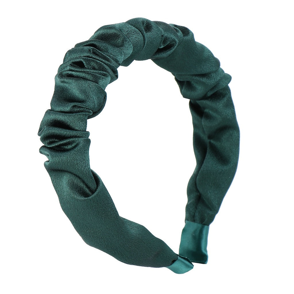 Multi color retro solid satin pleated hair compression headband - V.I.P Digital Presence
