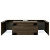 20 minutes quick assembly brown simple modern TV stand Brown TV bracket with LED Color Changing Lights for Living Room