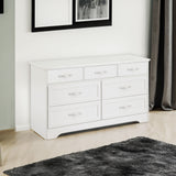 Modern 3 Drawer Bedroom Chest of Drawers with 7 Drawers Dresser Clothes Organizer -Metal Pulls White, 47.6″L x 15.7″W x 26.6″H - V.I.P Digital Presence