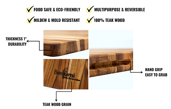 Teak Cutting Board Natural + Solid Wood + 5 Pieces 18 INCH, Pack of 5 Pieces - V.I.P Digital Presence