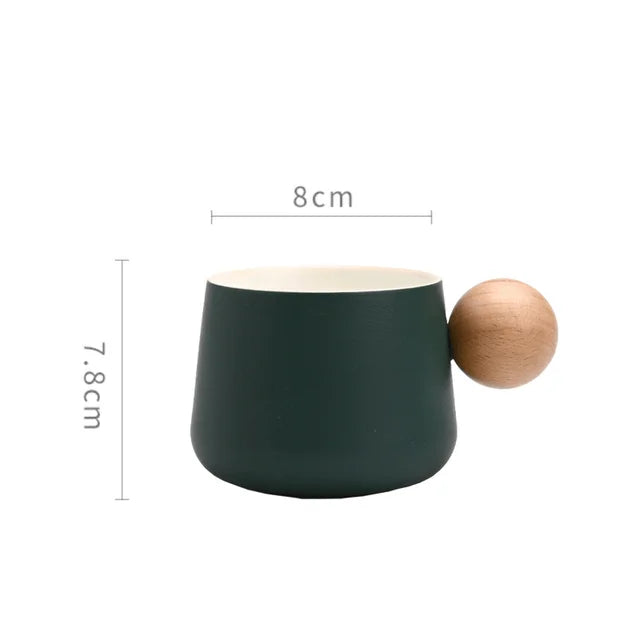 Ceramic Coffee Cup and Saucer Set Espresso Cups Light Luxury Wooden Handle Afternoon Tea Mug Female Original Mugs Couple Gifts - V.I.P Digital Presence