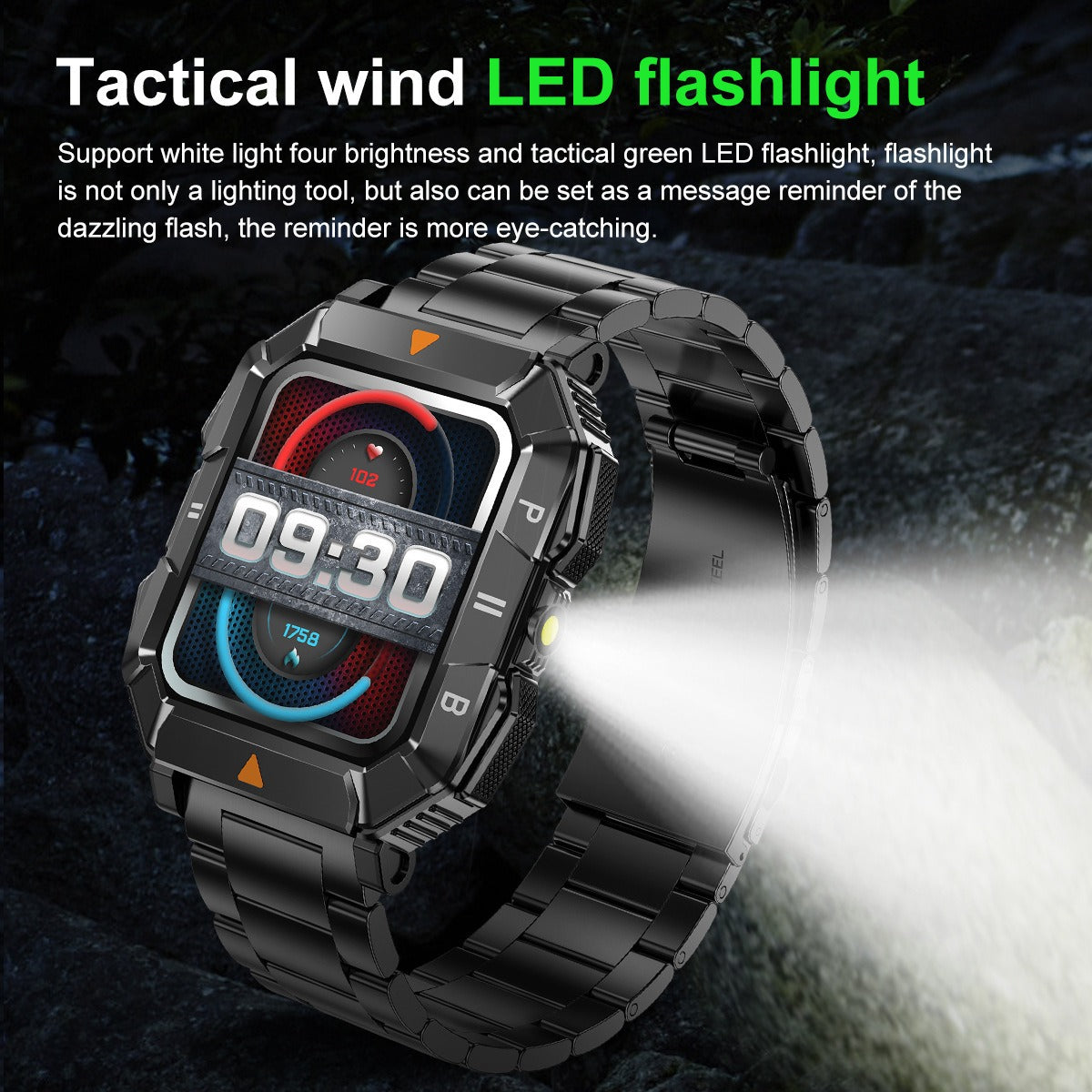 YK03 smartwatch Bluetooth call flashlight sports waterproof heart rate blood oxygen health monitoring - V.I.P Digital Presence