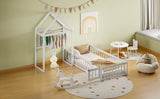 Wooden Twin Size Children's Bed with Detachable Headboard and Integrated Clothes Drying Rack, White - V.I.P Digital Presence