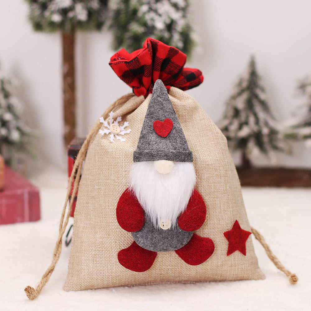Christmas Decorations Cartoon Linen Drawstring Faceless Doll Candy Bag Forester Apple Bag Doll Gift Bag - V.I.P Digital Presence