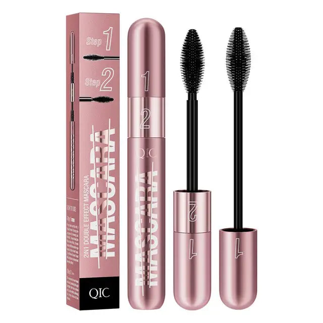 Double Head Black Mascara Waterproof Lengthens Extension Eyelashes Non-smudge Lengthening Volume 5D Silk Fiber Mascara Cosmetics - V.I.P Digital Presence