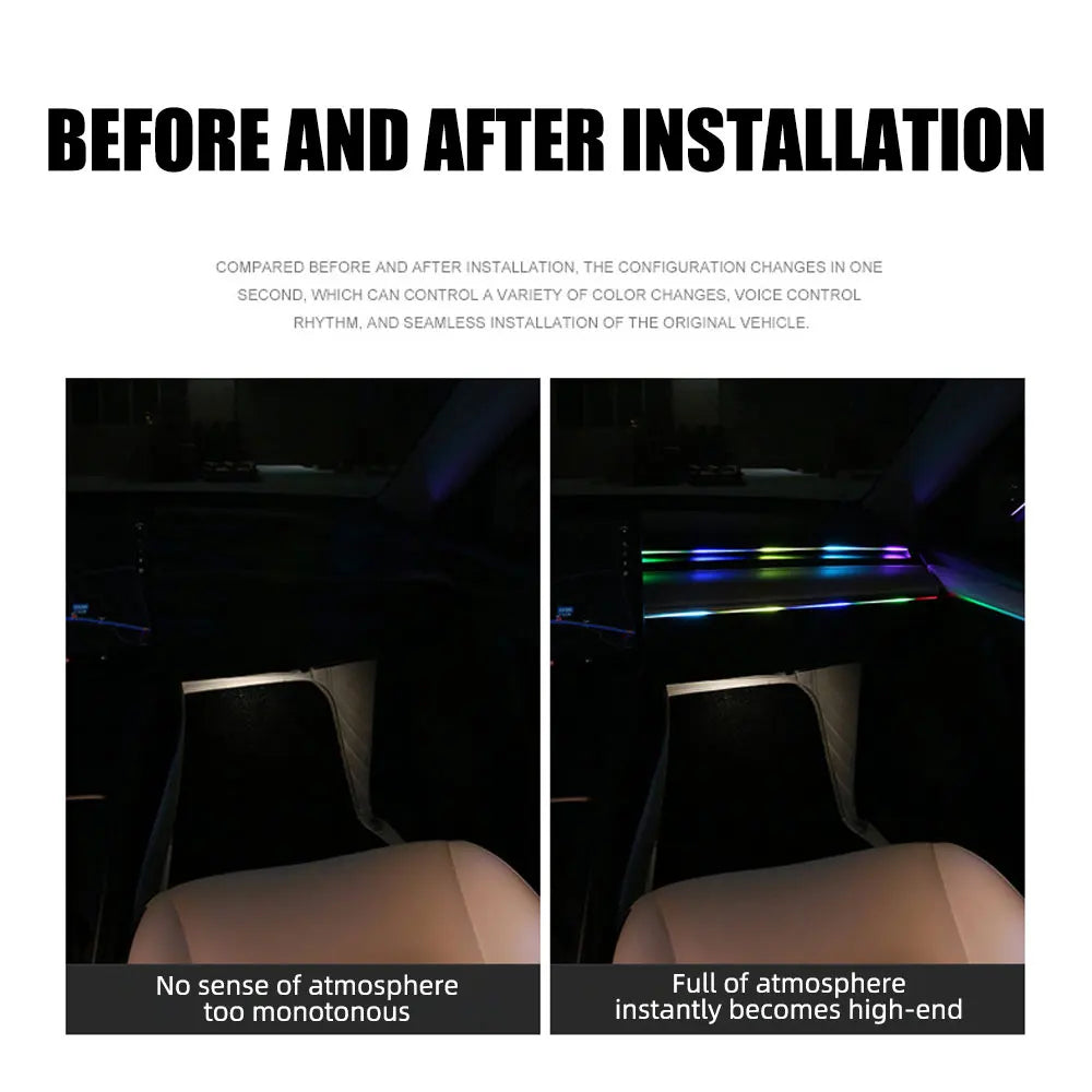 10 in 1 Car LED Acrylic Light Strip RGB Symphony Auto Interior Strip Lights Remote/APP Control Decorative Atmosphere Lamp - V.I.P Digital Presence
