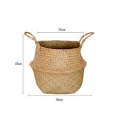 Scandinavian Style Wicker Handbasket Flower Pot Rattan Weave Plant Grass Woven Floor Folding Wicker Basket Weaving - V.I.P Digital Presence