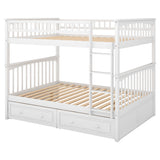 Full over Full Bunk Bed with Drawers  Convertible Beds  White