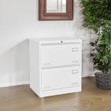 Horizontal file cabinet, 2 drawers, white file cabinet with lock, metal file cabinet with lock, 3 drawers, legal office cabinet - V.I.P Digital Presence