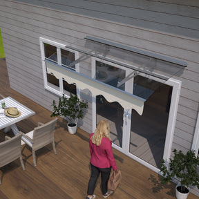 5934W Series Door Window Awning Canopy W59"xD34" Made of 0.137Inch /3.5mm Thick Virtually Crystal Solid Polycarbonate Sheet - V.I.P Digital Presence