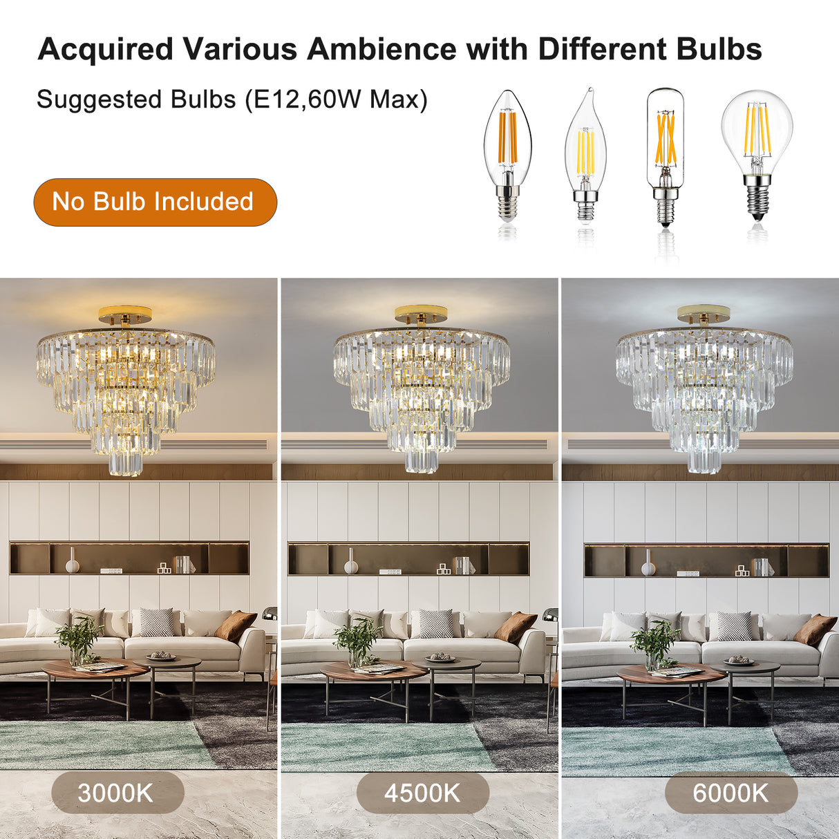 Gold Crystal Chandeliers,5-Tier Round Semi Flush Mount Chandelier Light Fixture,Large Contemporary Luxury Ceiling Lighting - V.I.P Digital Presence