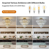 Gold Crystal Chandeliers,5-Tier Round Semi Flush Mount Chandelier Light Fixture,Large Contemporary Luxury Ceiling Lighting - V.I.P Digital Presence