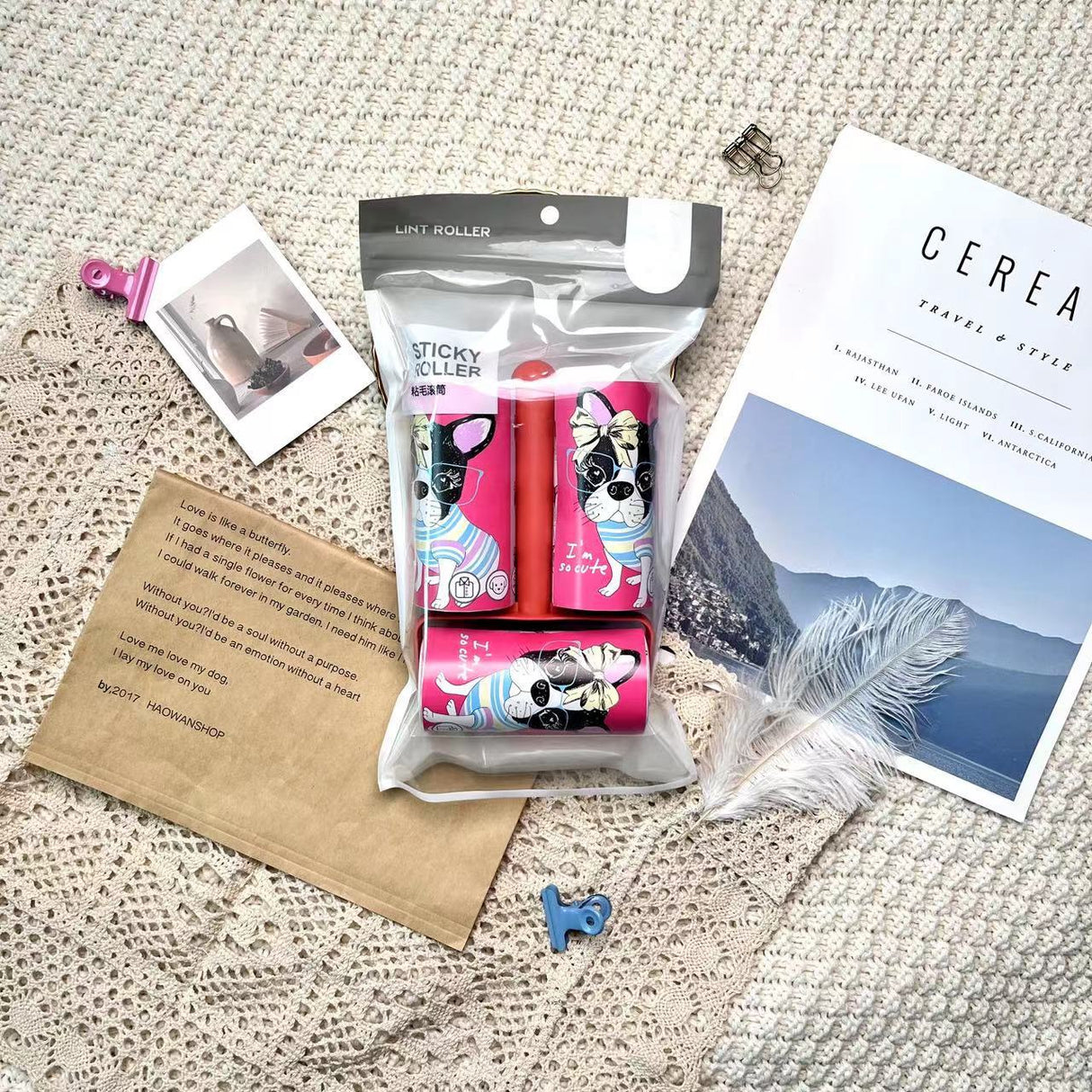 Cartoon pattern lint remover lint roller dust removal paper tearable clothing lint remover - V.I.P Digital Presence