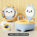 Orinal de viaje para niños, bonito orinal de viaje con forma de pato para interiores y exteriores, inodoro portátil para niñas y niños.
