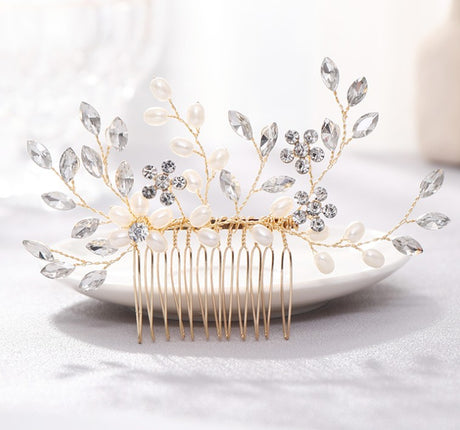 Pearl hair comb headdress Hand-woven crystal comb hair accessories - V.I.P Digital Presence