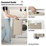 Laundry Hamper With Lid PE Rattan Powder Coating Frame Clothes Hampers with 02 Removable Bags, 100L, Grey Color - V.I.P Digital Presence
