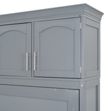 Full Size Murphy Bed Wall Bed with Top Cabinets,Gray - V.I.P Digital Presence