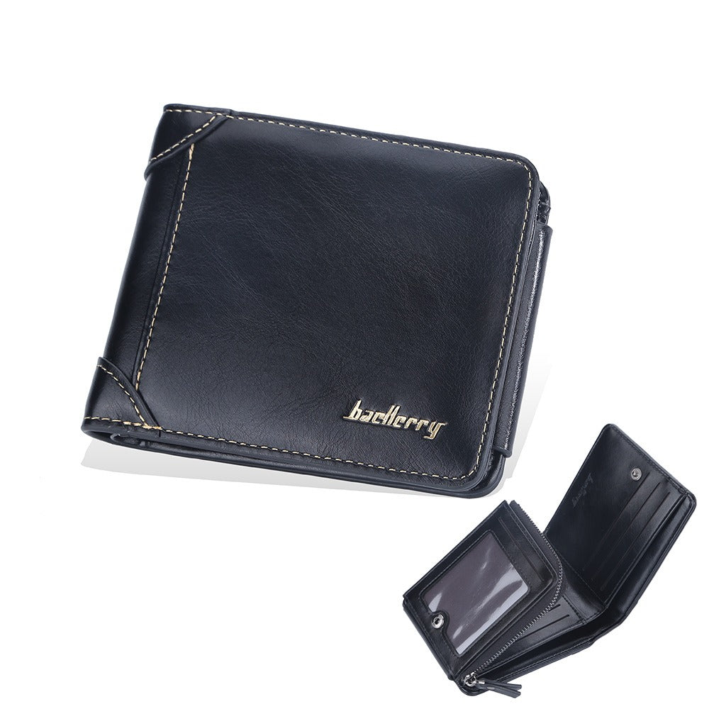 Wallet Men's Short Multi Card Position Three Fold Zipper Zero Wallet Fashion Thin Card Bag Men - V.I.P Digital Presence