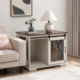 Farm kennel Flat noodles furniture with sliding barn door, farm wooden kennel end table, dog house with removable partition - V.I.P Digital Presence