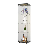 4 LED light glass display cabinets with door shelves, floor standing antique bookshelf, 64.7 "* 16.7" * 14.3 ", black - V.I.P Digital Presence