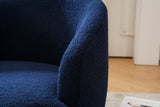 Teddy Fabric Swivel Accent Armchair Barrel Chair With Black Powder Coating Metal Ring Dark Blue - V.I.P Digital Presence