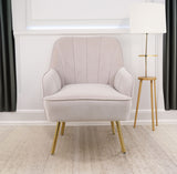Modern Mid Century Chair velvet Sherpa Armchair for Living Room Bedroom Office Easy Assemble(BEIGE) - V.I.P Digital Presence