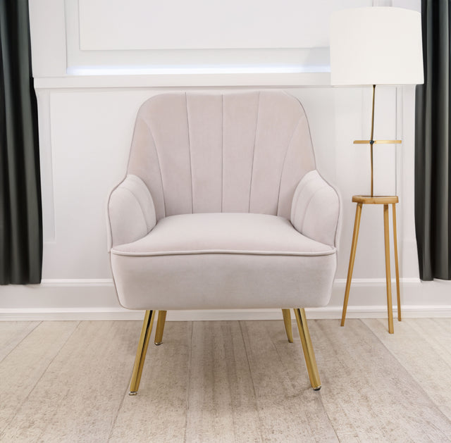 Modern Mid Century Chair velvet Sherpa Armchair for Living Room Bedroom Office Easy Assemble(BEIGE) - V.I.P Digital Presence