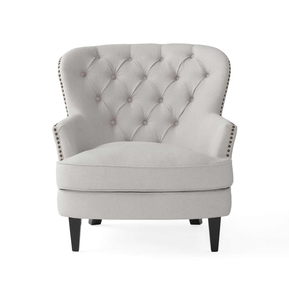 Modern light grey fabric club chair and Ottoman set, stylish cushioned armchair, paired with Ottoman style - V.I.P Digital Presence