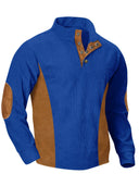 European men's casual stand up collar long sleeved corduroy sweatshirt with pit stripe - V.I.P Digital Presence