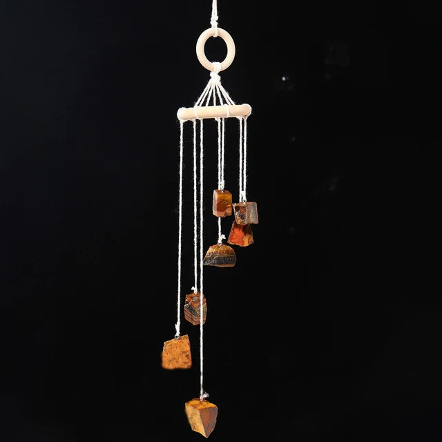 Natural crystal raw stone wind chime paper box set handmade DIY weaving home decoration car interior pendant - V.I.P Digital Presence