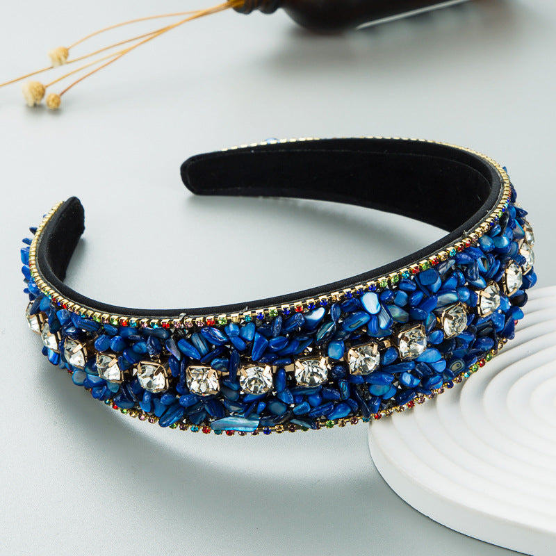 Fashion Design Colorful Turquoise Set Diamond Wide Edge Fabric Candy Color Headband Versatile Headwear - V.I.P Digital Presence