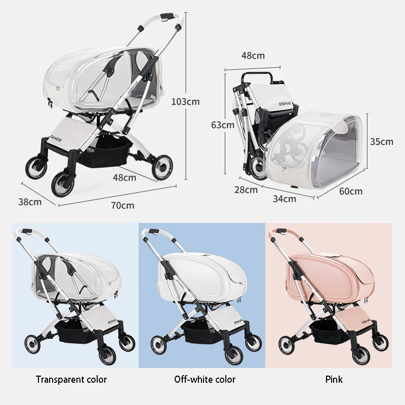 Fashionable Pet Dog Cats Four Wheeled Cart Lightweight Foldable Separable When Going Out Small Medium-Sized Pets Dog Stroller - V.I.P Digital Presence