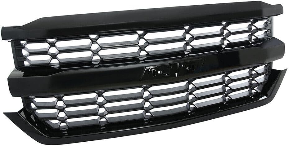 Front Bumper Upper Grille Grill Compatible with Chevrolet Silverado 1500 2016-2018 (Black) - V.I.P Digital Presence