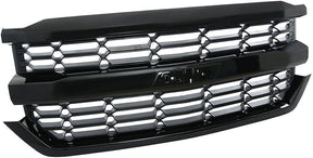 Front Bumper Upper Grille Grill Compatible with Chevrolet Silverado 1500 2016-2018 (Black) - V.I.P Digital Presence