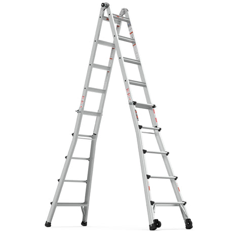 Aluminum Multi-Position Ladder with Wheels, 300 lbs Weight Rating, 22 FT - V.I.P Digital Presence