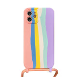 Funda para teléfono móvil Apple 13 Pro con cordón de silicona arcoíris, compatible con el 11 Pro, funda anticaídas con todo incluido. 