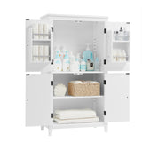Bathroom floor storage cabinet, bathroom storage unit, 4-door independent cabinet, adjustable shelf, adaptive shelf, white - V.I.P Digital Presence