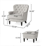 Modern light grey fabric club chair and Ottoman set, stylish cushioned armchair, paired with Ottoman style - V.I.P Digital Presence