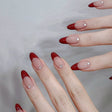 European and American style red French manicure, simple and atmospheric, removable finished wearable nails, fake nail pieces - V.I.P Digital Presence