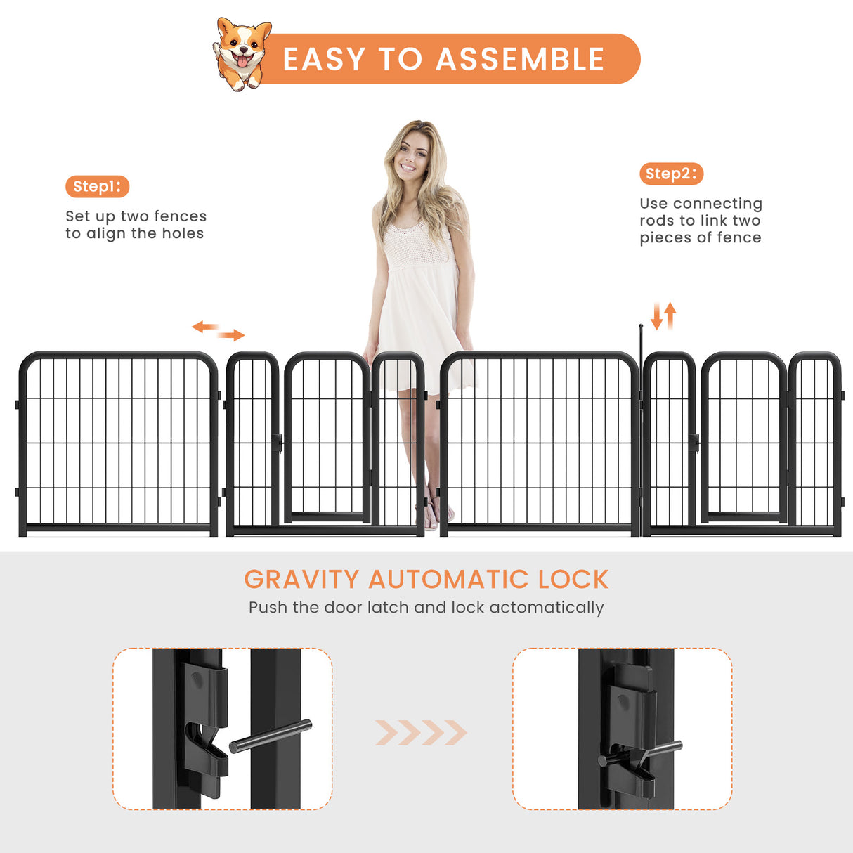 Outdoor dog fence, 8-piece board dog fence. 31 inch portable pet sports fence. Black, 26.3 inches wide x 31.5 inches high. - V.I.P Digital Presence