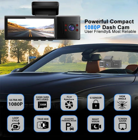 3-Camera Dash Cam – Front, Rear & Inside Car Recorder with WiFi & Night Vision - V.I.P Digital Presence