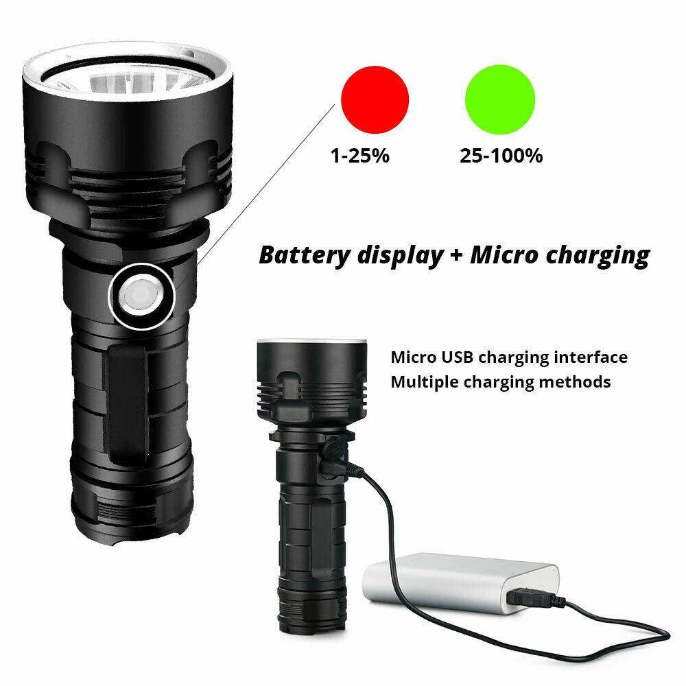 New P50 Strong Light Fixed Focus Flashlight Power Display USB Charging Outdoor Lighting Strong Light Flashlight - V.I.P Digital Presence