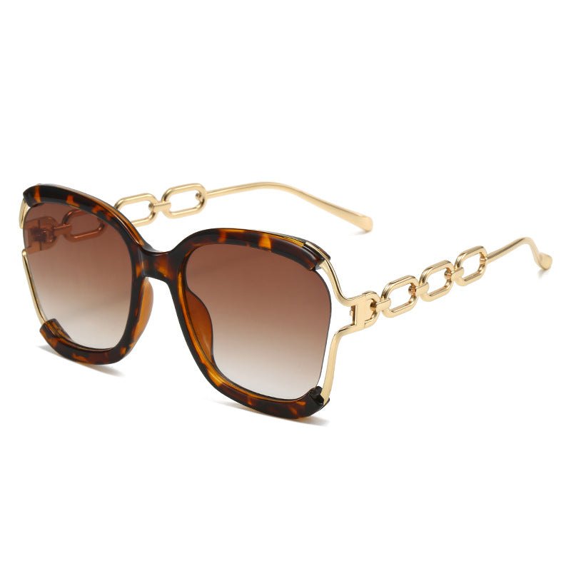 Chains Sunglasses European and American Street Photography Fashion Trend Metal Hollow Brushed Glasses UV400 - V.I.P Digital Presence