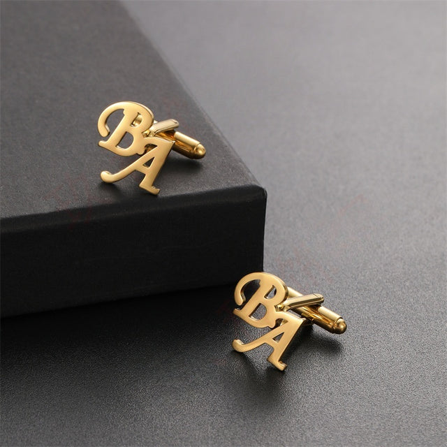 DIY custom French men's cufflinks with English letters cufflinks - V.I.P Digital Presence