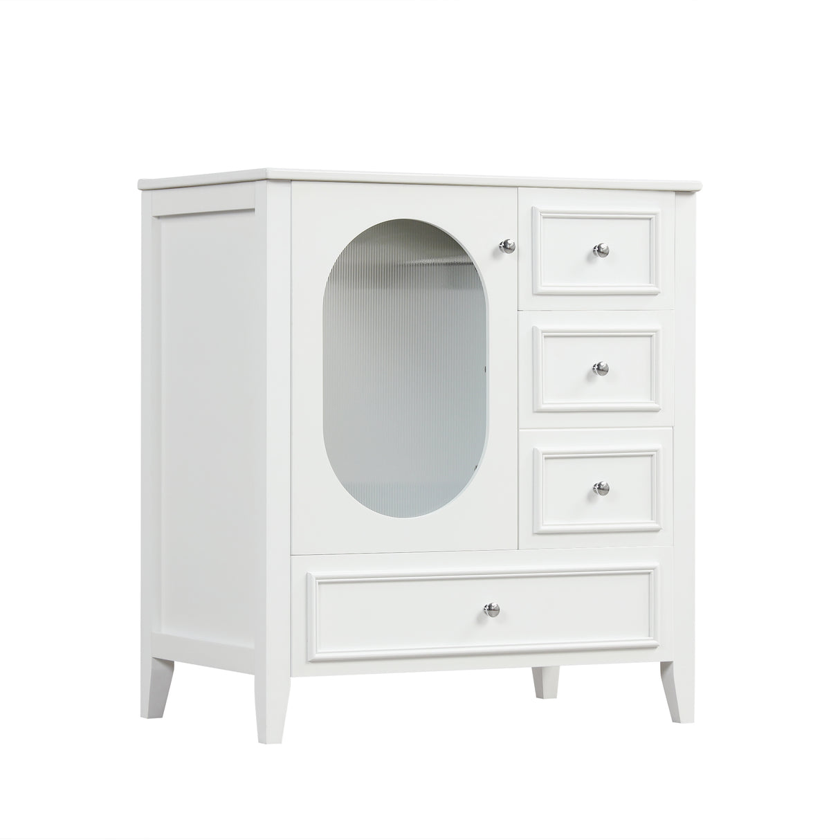 30" Bathroom Vanity with Sink, Bathroom Vanity Cabinet with Three Drawers and Door, Solid Wood and MDF, White - V.I.P Digital Presence