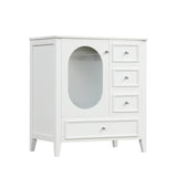 30" Bathroom Vanity with Sink, Bathroom Vanity Cabinet with Three Drawers and Door, Solid Wood and MDF, White - V.I.P Digital Presence