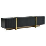 Luxury Fluted TV Stand for TVs Up to 80'', Modern Entertainment Center with Storage Cabinets & Drawers Black - V.I.P Digital Presence